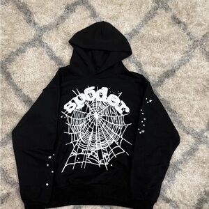 Black Graphic Spider Web Hoodie